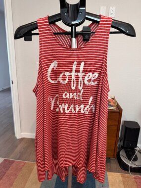 Yuni Los Angeles Coffee and Brunch Striped Tank Top Size Medium M NWOT Graphic